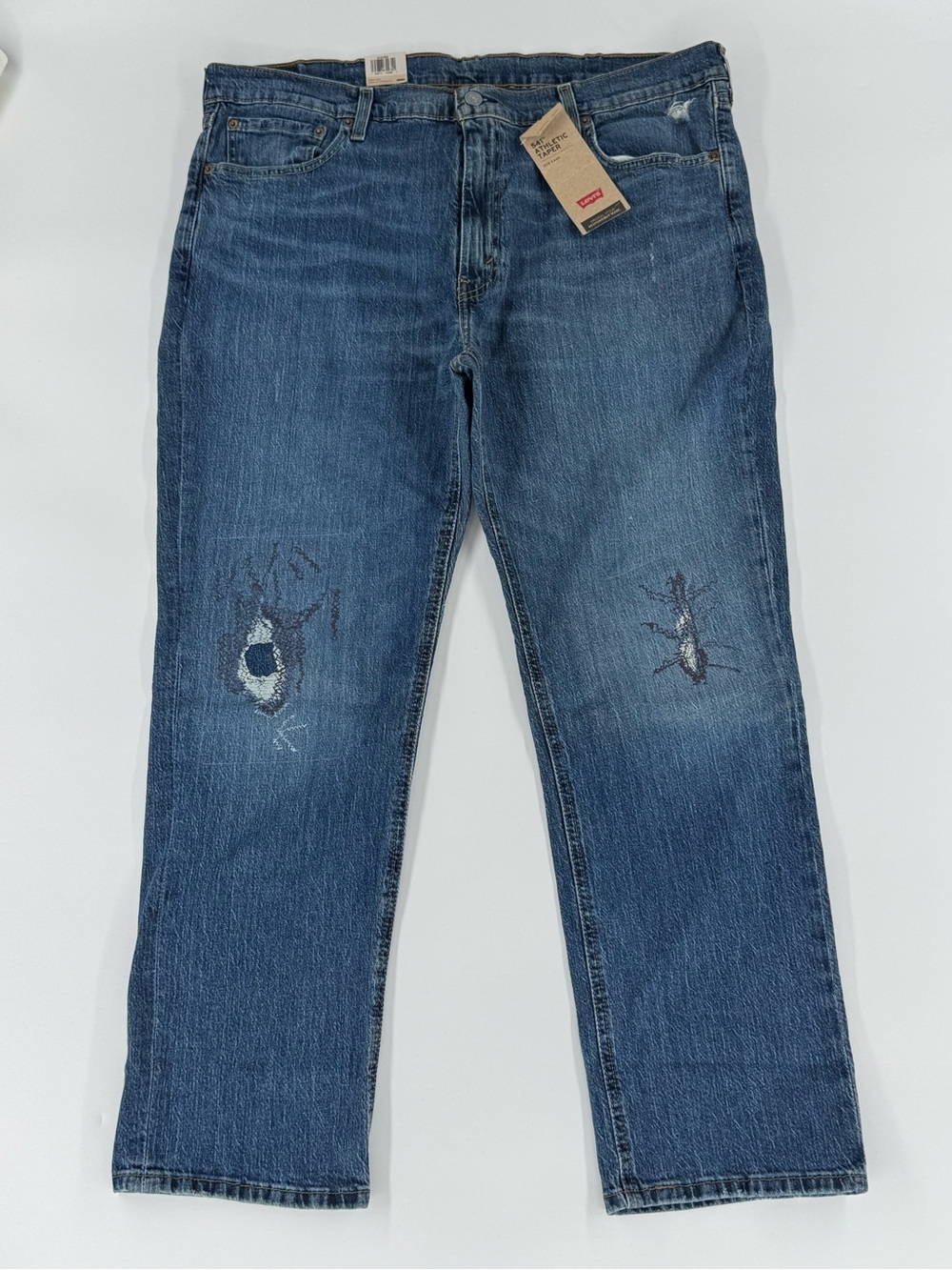 Levi's Men's Jeans Sz 38 x 32 Blue Athletic Taper Stretch Denim Distressed Fall
